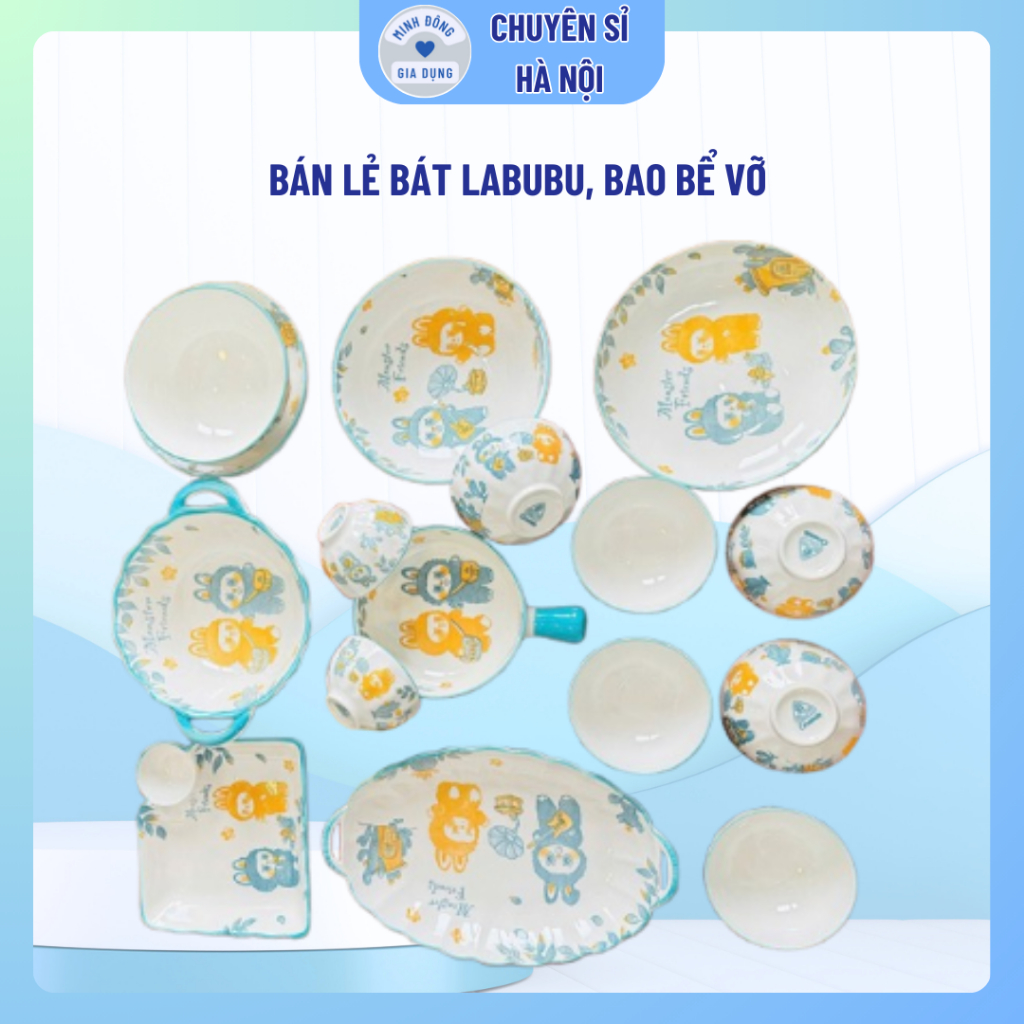 Bán lẻ bát LABUBU  bộ chén dĩa, bát ăn cơm, bát sứ cute, bát labubu, chén sứ, bát đĩa sứ, bát dễ thư