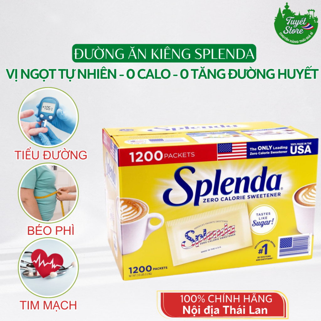 Đường ăn kiêng Splenda Mỹ gói 1gr, Đường Splenda 0 calo cho người tiểu đường, béo phì, giảm cân