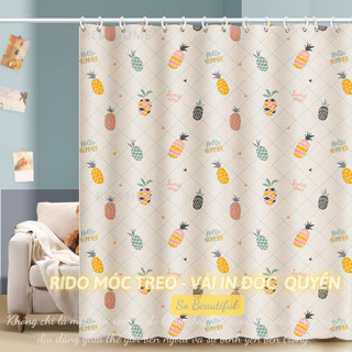 RIDO Rèm gác trọ, rèm cửa sổ, rèm dùng để ngăn phòng, vải thoáng mát họa tiết dễ thương