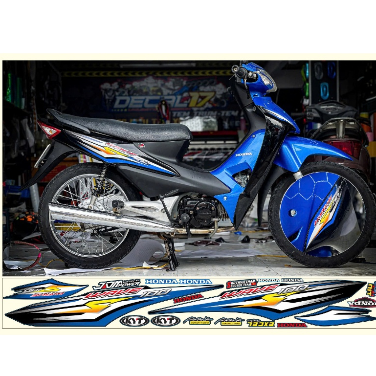 TEM CHẾ WAVE S 100 XANH ĐEN DECAL 3 LỚP