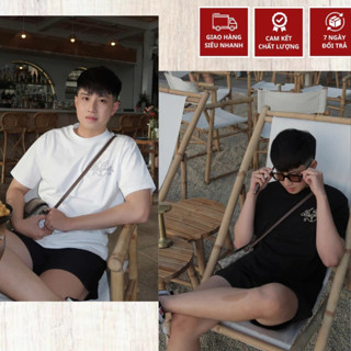 Áo Phông Nam Lờ Vê Thêu Logo Nhỏ Quanh Áo - Áo Thun Nam Nữ Luôn Vui Tươi Thêu Logo Chữ Ký Cao Cấp