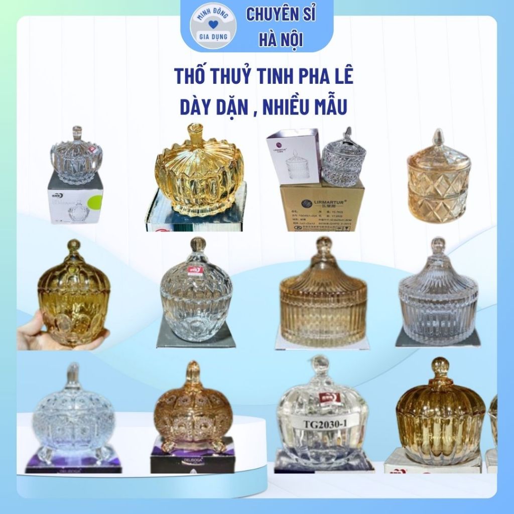 Thố Mứt Thuỷ Tinh Pha Lê Bi Tròn Nhỏ Sang Trọng - Thố Mứt Tết Bi Tròn  Deli nhiều mẫu lựa chọn