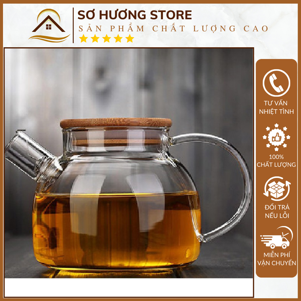 [SIÊU GIẢM GIÁ] Ấm Trà Thủy Tinh Deli Att24 - 1000ml