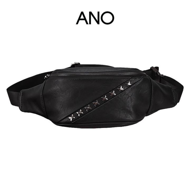 Túi bao tử ANO, túi bao tử [KT: 41*13*7cm] da PU cao cấp phối đinh tán chữ X cá tính thời trang TC10