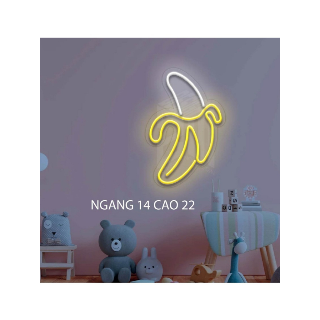 Đèn LED Neon Hình QUẢ CHUỐI nghệ thuật ánh sáng – Decor Treo Tường Văn Phòng, Quán Cafe, Chill House
