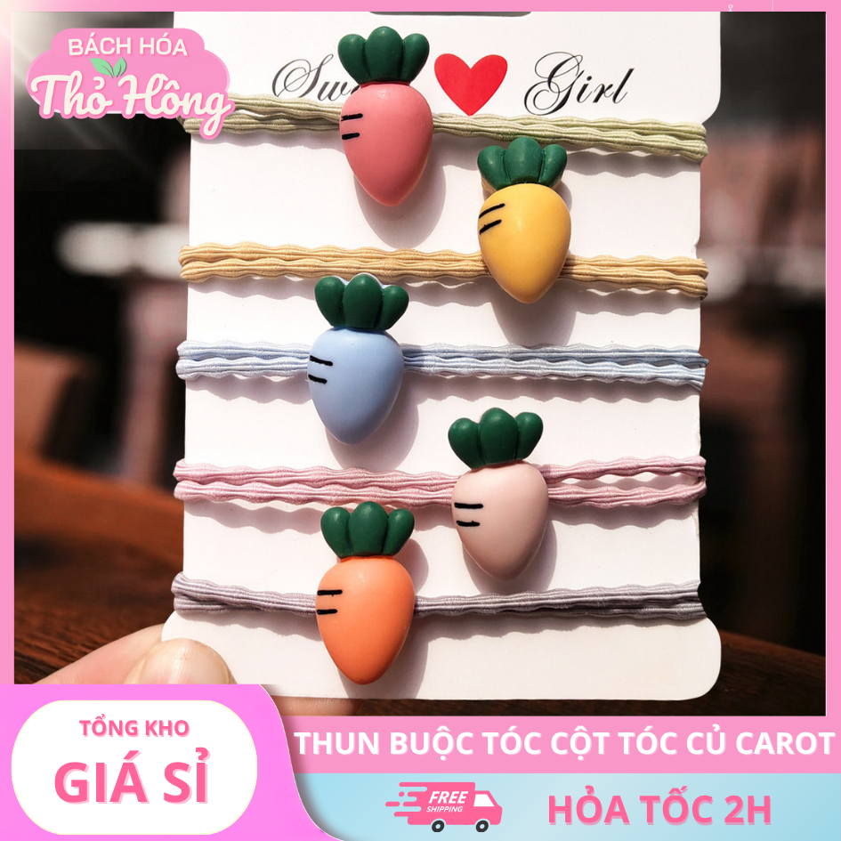 3 Thun Buộc Tóc Cột Tóc Củ Carot