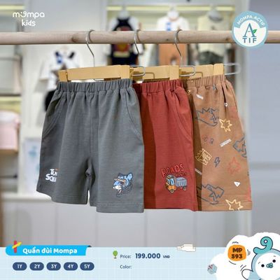 Quần đùi cho bé Mompa 1-5 tuổi vải Cotton Actif mềm mại co giãn thoáng khí 593
