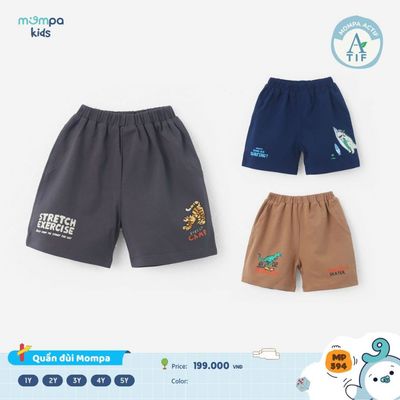 Quần đùi cho bé Mompa 1-5 tuổi vải Cotton Actif mềm mại co giãn thoáng khí 594