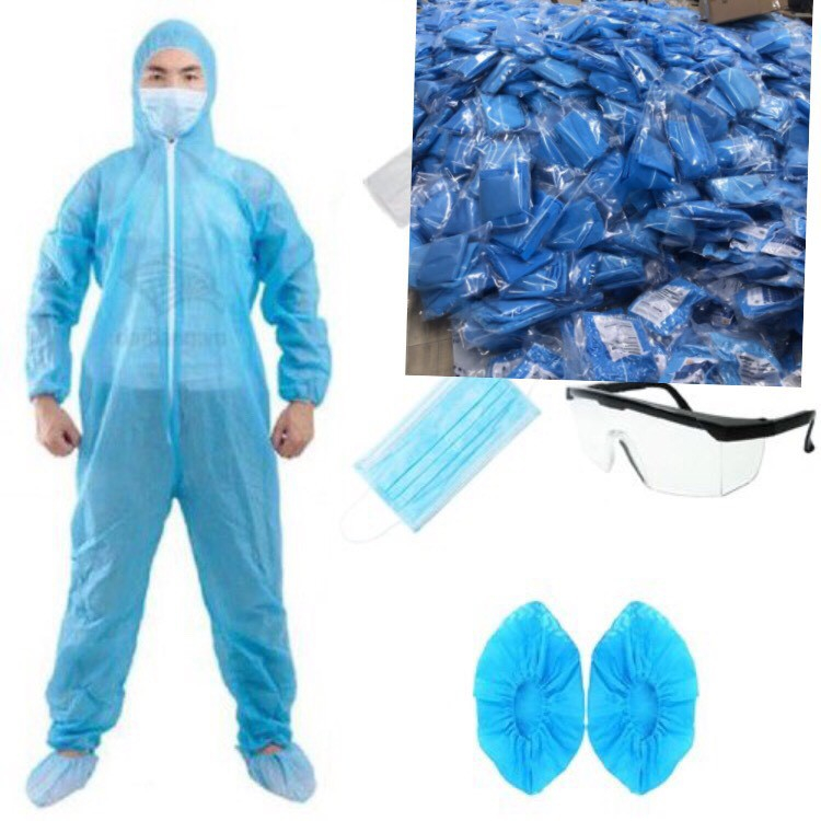 Bộ quần áo phòng dịch 4 món, quần áo bảo hộ y tế phòng chống dịch bệnh
