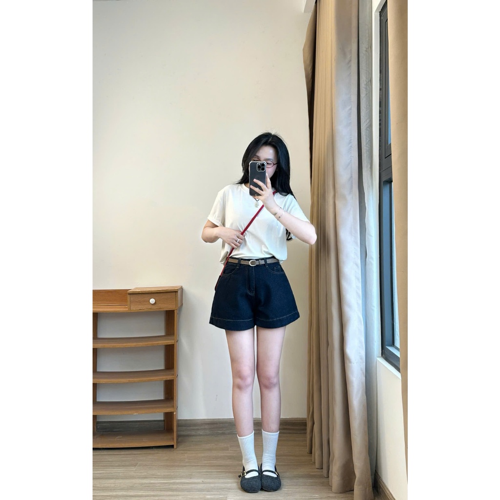 Quần Short Jeans Chỉ Nổi Màu Xanh Than Basic Cá Tính Quansooc7936 | BigBuy360 - bigbuy360.vn