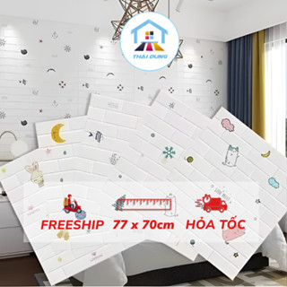(Bộ 10 Tấm) Xốp Dán Tường Hoạt Hình Trẻ Em Cách Âm Cách Nhiệt khổ lớn 77cm x 70cm