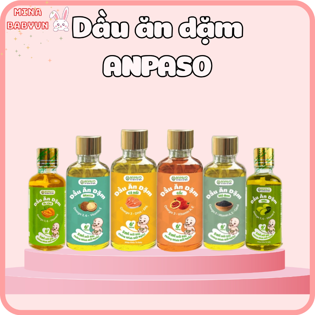 Dầu ăn dặm Anpaso cho bé từ 6 tháng bổ sung dinh dưỡng, Dầu ăn dặm Anpaso 50ML tăng cường DHA cho bé