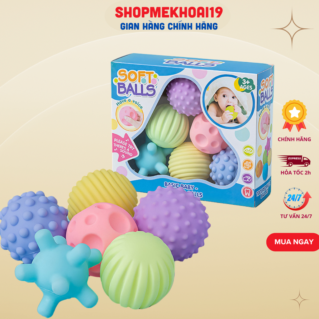 Bóng cho bé chơi, bóng xúc giác giúp phát triển xúc giác, thị giác, thính giác cho bé