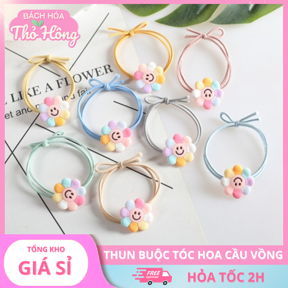 3 Thun Buộc Tóc Hoa Cầu Vồng