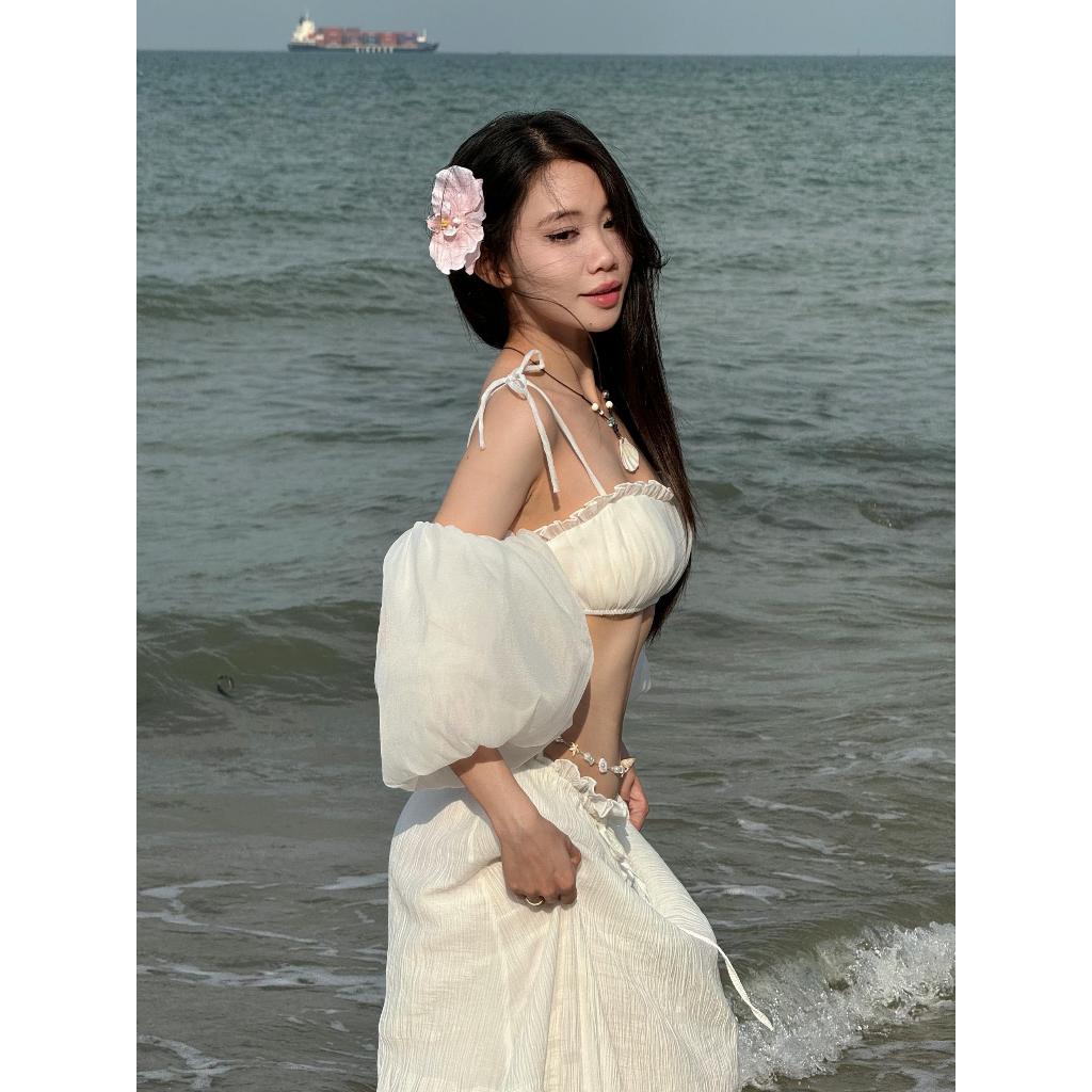 [A1] Áo Trễ Vai Tay Phồng Nhún Bèo Có Dây Phong Cách Bánh Bèo Tiểu Thư Mùa Hè | BigBuy360 - bigbuy360.vn