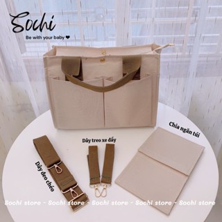 [Tặng dây treo xe đẩy] Túi xách bỉm sữa MNB đa năng có chia ngăn kt 33x24x15cm
