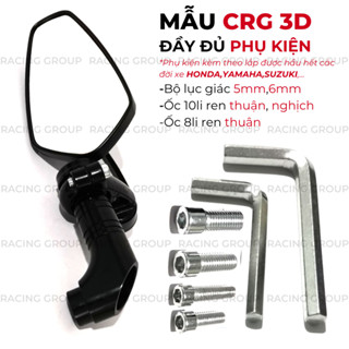 Kính Gù CRG Chân 3D Mặt Kính Trắng, Gương Chiếu Hậu Xe Máy Vario, Click, Vespa, Vision, SH, AB,...
