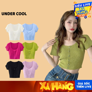 Áo Cardigan Croptop Len Tăm UNDERCOOL Cộc Tay Cài Cúc ACT28