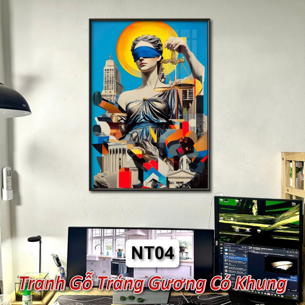 Tranh Treo Tường Nữ Thần Tráng Gương Khung Composite Cao Cấp Decor Phòng Khách, Phòng Ngủ