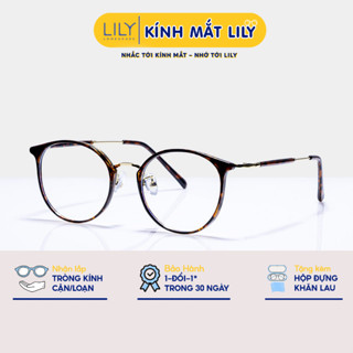 Gọng kính cận nữ LILY EYEWEAR mắt tròn kim loại gọng mảnh màu sắc thời trang 22642