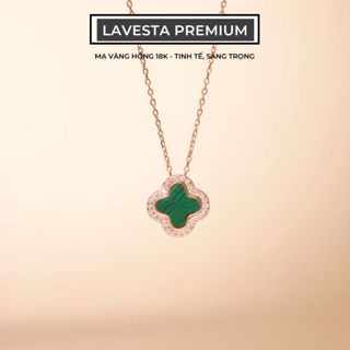  Dây chuyền bạc nữ mạ vàng hồng 18K cao cấp LAVESTA LAV139 Sophie thiết kế cỏ 4 lá 2 mặt đeo nữ tính quyến rũ 