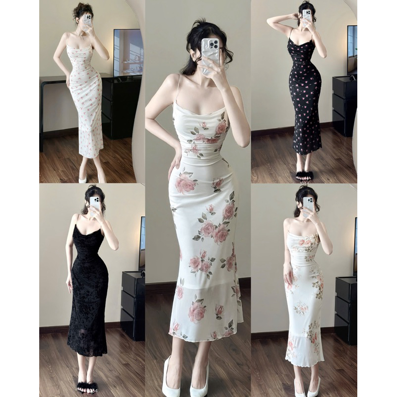 (HÀNG SẴN) Đầm body thun lưới đuôi cá