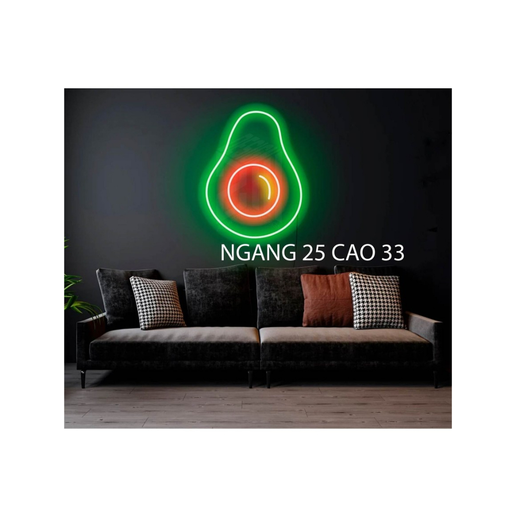 Đèn LED Neon Hình Quả Bơ nghệ thuật ánh sáng – Decor Treo Tường Văn Phòng, Quán Cafe, Chill House