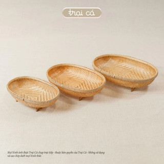  Rổ Tre Tròn Rổ Tre Oval Có Chân TRẠI CÁ Đựng Hoa Quả Đồ Gia Dụng Decor Bàn Ăn Bàn Trà Nhà Hàng 