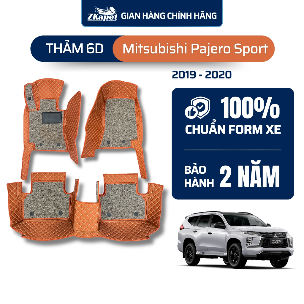 Thảm lót sàn ô tô 6D Mitsubishi Pajero Sport 2019 - 2020 ZKAPET (7 chỗ)
