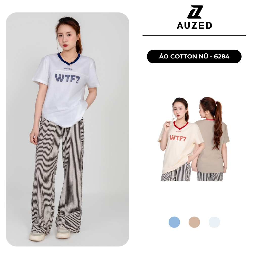 [AUZED] Áo thun nữ cổ tròn cotton nhẹ thoáng, chất vải mềm mịn 5AH 6284