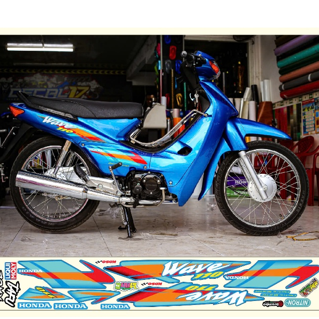 TEM ZIN WAVE 110 XANH DECAL 3 LỚP
