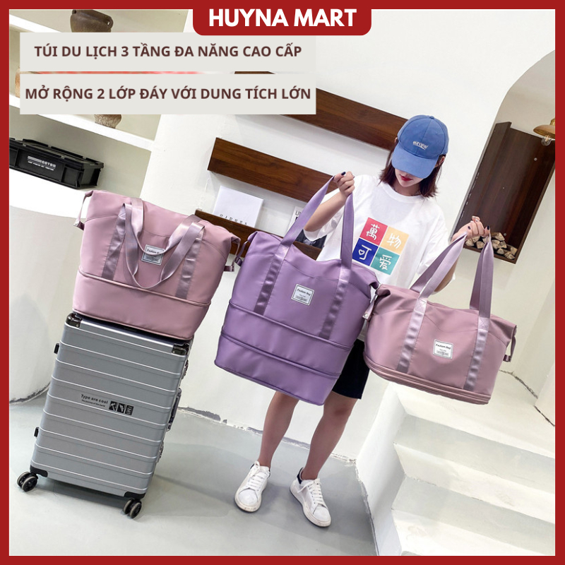 Túi du lịch 1 tầng, 2 tầng, 3 tầng đa năng, túi xách cỡ lớn chống thấm, vải Oxford bền bỉ, có cài vali tiện lợi TX01