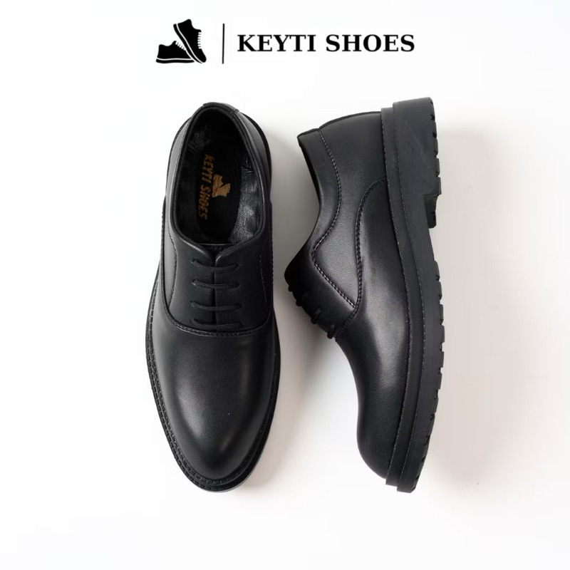 Giày công sở oxford da thời trang mũi nhọn đế cao su 2 tầng