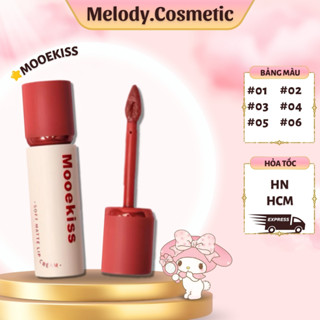   MOOEKISS  Son Kem Lì Mooekiss Nắp Đỏ MELODY.COSMETIC Làm Sáng Bóng Nhẹ Dưỡng Ẩm Tint Lì Không Khô Môi 3g C504 