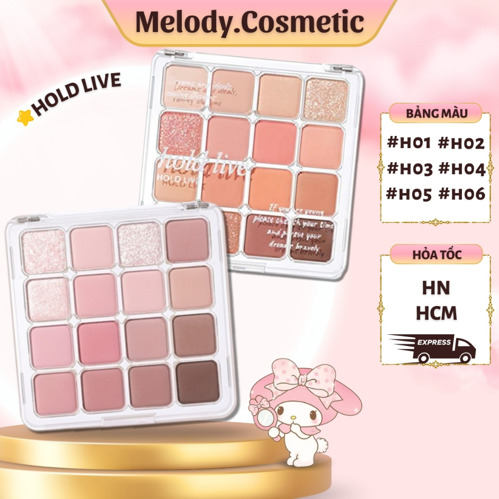 [HOLDLIVE] Bảng Phấn Mắt HOLD LIVE 16 Ô Màu Sunset Magic MELODY.COSMETIC HL716 Tông Pastel Nhẹ Nhàng