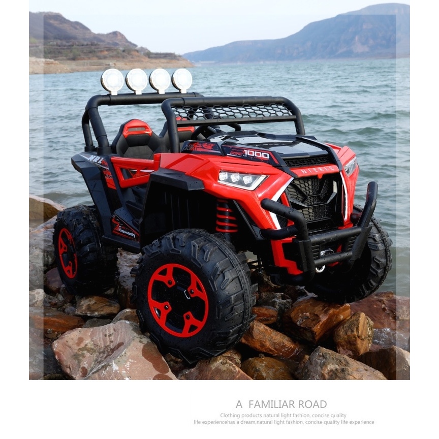 🚗Hot🔥 Xe ô tô điện địa hình trẻ em, 4 động cơ, trọng tải 90kg, 2 chỗ ngồi - BeBonMart - NRR-OTO29