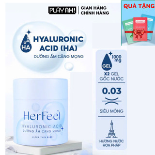Bao cao su dưỡng ẩm Her Feel HA Hộp 3/10 Gấp đôi gel dưỡng ẩm cao cấp