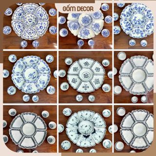   Hoả Tốc Hà Nội  Bộ Bát Đĩa Hoa Mặt Trời Cúng Gia Tiên Vẽ Tay Gốm Bát Tràng 
