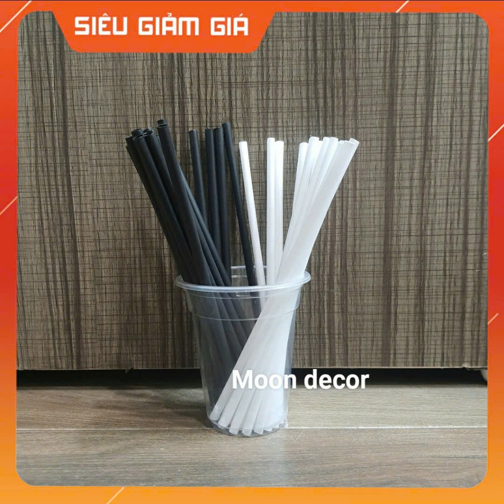 Ống hút phi 8 trắng đen 1 gói hút sinh tố nước ép