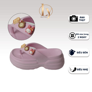 Dép Kẹp Đế Cao 5cm LM45 có Charm Hoạt Hình - Đế Cao - Cute