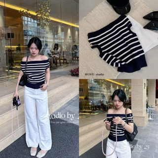 Áo Len Nữ, Áo Len Kẻ Trễ Vai Áo Len Nữ Dáng Ôm Siêu Xinhh Hàng QCCL1 X07