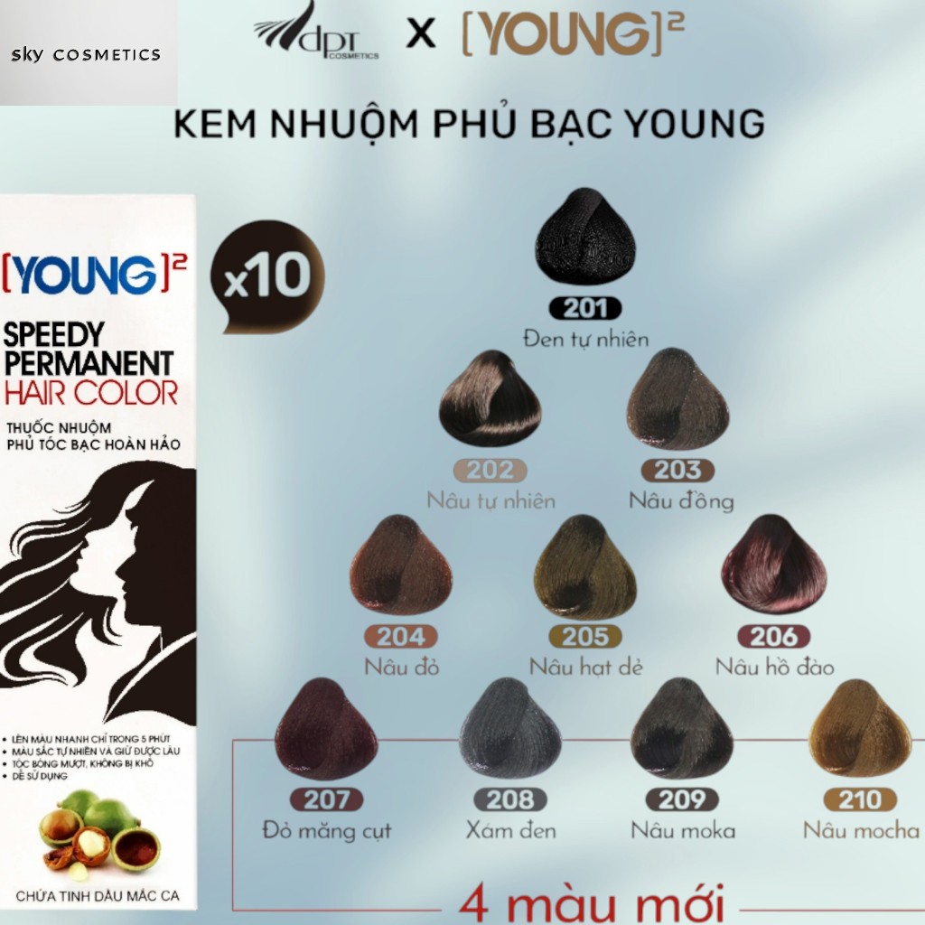 [DÀNH CHO TÓC BẠC] Kem nhuộm phủ bạc tại nhà YOUNG Việt Nam lên màu chuẩn 60gx2