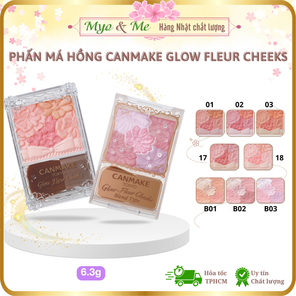 Phấn má hồng Canmake Glow Fleur Cheeks Nhật Bản, có nhũ - 6.3g | BigBuy360 - bigbuy360.vn