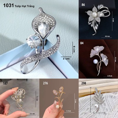 GOTI - Phụ Kiện Thời Trang - Ghim Cài Áo Hoa TuaLip Đính Đá Sang Trọng 1031