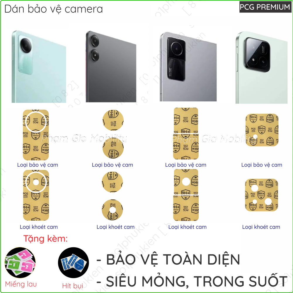 (mua 1 tặng 1) Dán camera Xiaomi Mi Pad 5 7 7S Pro Ultra 12.5 14/ Redmi Pad 2 Pro 6S SE/ Poco Pad/ P