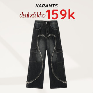 [Xả Kho] Quần Jean Trái Tim Y2K Karants Smoke Local Brand Ống Rộng Streetwear Hot Trend - KQ76