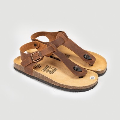 Sandal Đế Trấu BIOLINE Official Quai Da Bò Xỏ Ngón - D10