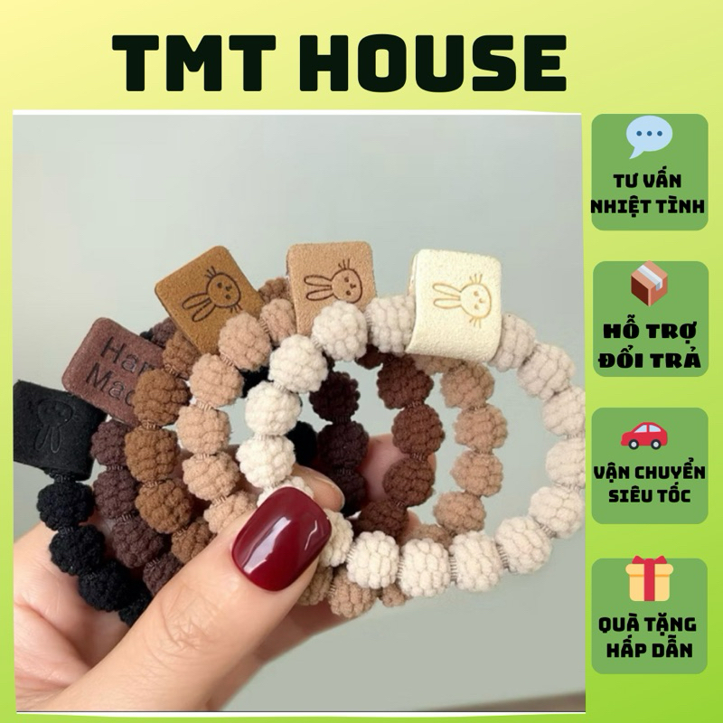 Dây cột tóc nữ phối tag thỏ siêu cute, cột tóc nữ basic Tmthouse