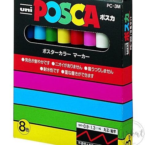 [ARBAT] Bút marker đa dụng Uniball Posca PC-3M - Set 8 màu