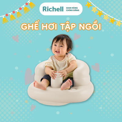Ghế hơi tập ngồi RICHELL Nhật cho bé từ 7 tháng không cần dụng cụ bơm | Baby